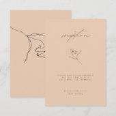 ピーチミニマルファインアートフローラウェディングレセプション エンクロージャーカード (正面/裏面)