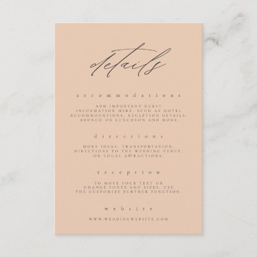 ピーチミニマルファインアートフローラ結婚詳細 エンクロージャーカード (正面)