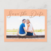 ピーチミニマル婚約写真保存日時 案内ポストカード (正面)