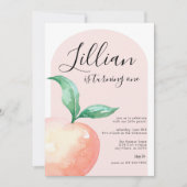 ピーチミニマル誕生日パーティーの招待状 招待状 (正面)