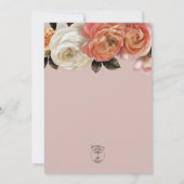 ピーチミモサ開花フローラピンク結婚ズ 招待状 (裏面)