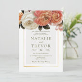 ピーチミモサ開花フローラホワイト結婚ズ 招待状 (スタンド正面)