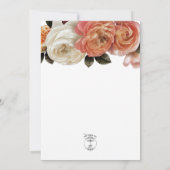 ピーチミモサ開花フローラホワイト結婚ズ 招待状 (裏面)