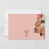 ピーチミモサ開花フローラ保存の日付カード セーブザデート (裏面)