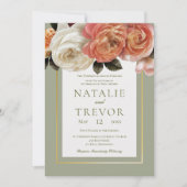 ピーチミモサ開花フローラ結婚セージ 招待状 (正面)