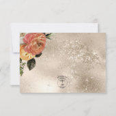 ピーチミモサ開花フローラ金ゴールド結婚ズ 出欠カード (裏面)