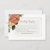 ピーチミモサ開花結婚フローラ 出欠カード (正面)