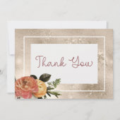 ピーチミモサ開花金ゴールドフローラ結婚ズ サンキューカード (正面)