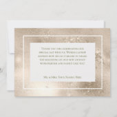 ピーチミモサ開花金ゴールドフローラ結婚ズ サンキューカード (裏面)