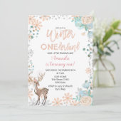 ピーチミントウィンターワンダーランドスノー誕生日招待状 招待状 (スタンド正面)