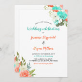 ピーチミントウォーターカラーフローラ | 結婚式招待状 招待状 (正面/裏面)