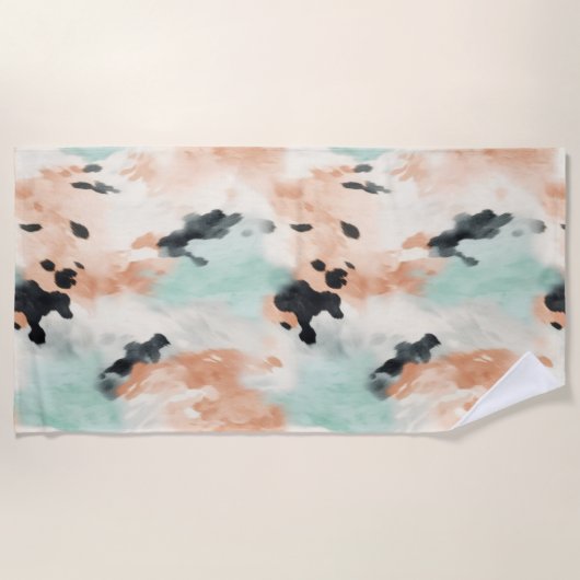 ピーチミントクリームウエスタンコウィド ビーチタオル (正面)