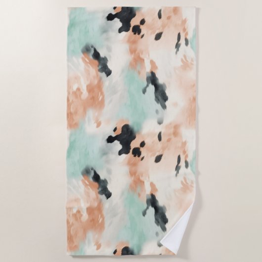 ピーチミントクリームウエスタンコウィド ビーチタオル (正面)