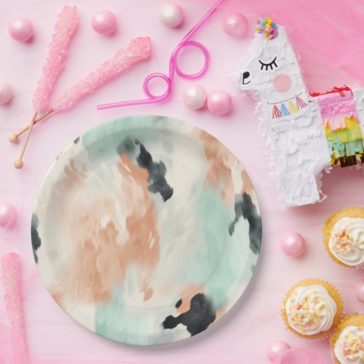 ピーチミントクリームウエスタンコウィド ペーパープレート (パーティー)