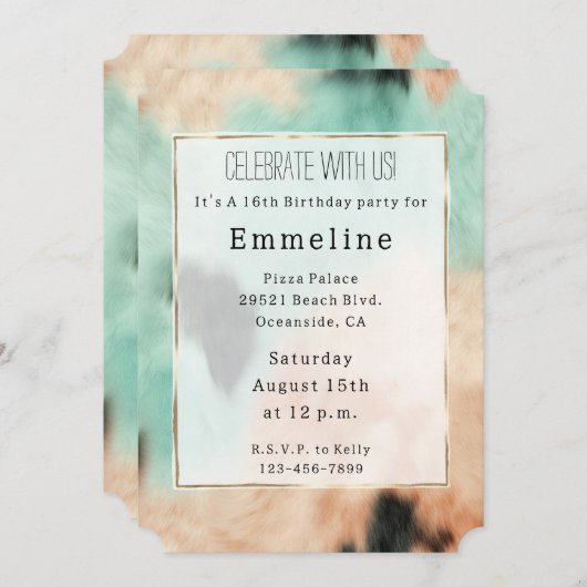 ピーチミントクリームサウスウェスト女性のカーボーイコウィド 招待状 (正面/裏面)