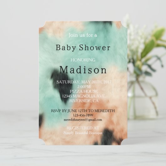 ピーチミントクリームサウスウェスト女性のカーボーイコウィド 招待状 (スタンド正面)