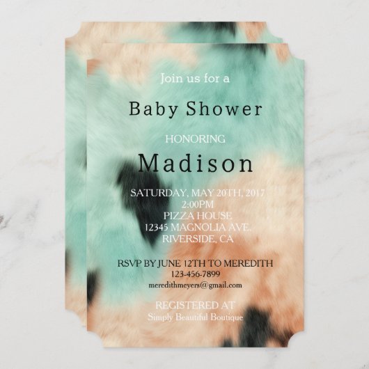 ピーチミントクリームサウスウェスト女性のカーボーイコウィド 招待状 (正面/裏面)