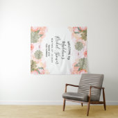 ピーチミントサキュラントフローラブライダルシャワーウェルカム タペストリー (インサイチュ(横))