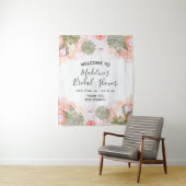 ピーチミントサキュラントフローラブライダルシャワーウェルカム タペストリー (インサイチュ)