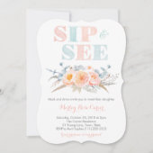 ピーチミントミントミーベビーガールまたはsipと表示パーティー 招待状 (正面)