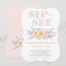 ピーチミントミントミーベビーガールまたはsipと表示パーティー