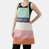 ピーチミントモダンカラーブロックストライプパーソナライズ エプロン (インサイチュ)