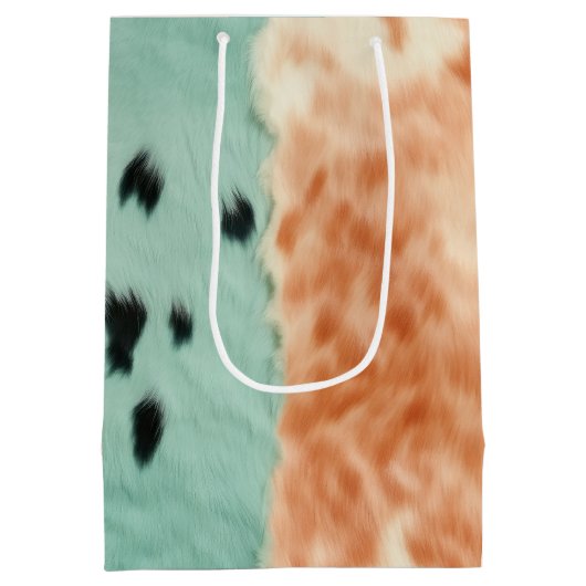 ピーチミント女性のカーボーイコウィド ミディアムペーパーバッグ (裏面)