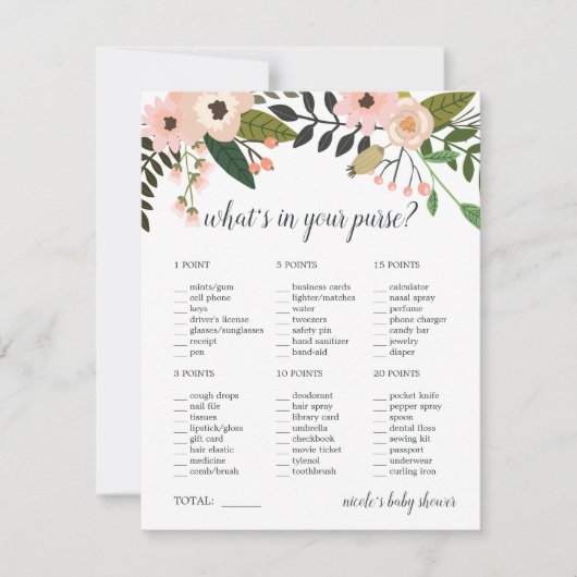 ピーチメドウベビーまたはブライダルシャワー財布ゲーム (正面)