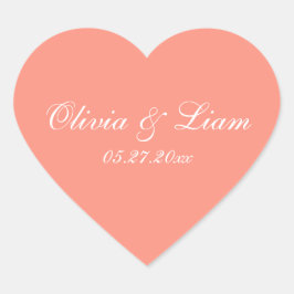 ピーチメロン名日付エレガントな結婚式 ハートシール