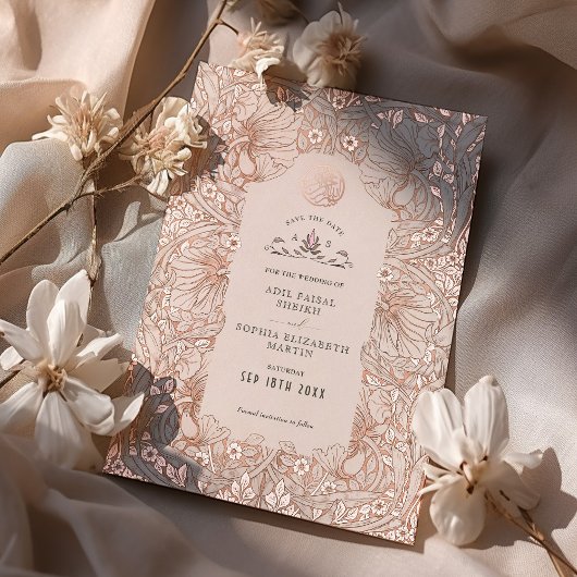 ピーチモスリムイスラムモリス Save the Date 箔招待状