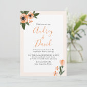 ピーチモダンアンドオレンジフローラ結婚式招待状 セーブザデート (スタンド正面)