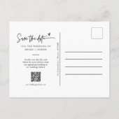 ピーチモダンアーチフォトQRコード日付の保存 ポストカード (裏面)