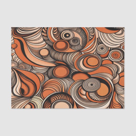 ピーチモダンオレンジの抽象芸術パターンの切り離し 薄葉紙 (正面)