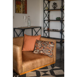 ピーチモダンオレンジ抽象芸術パターン アクセントクッション