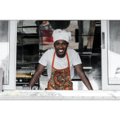 ピーチモダンオレンジ抽象芸術パターン エプロン