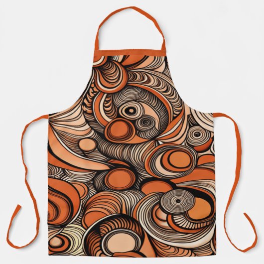 ピーチモダンオレンジ抽象芸術パターン エプロン (正面)