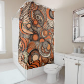 ピーチモダンオレンジ抽象芸術パターン シャワーカーテン (インサイチュ)