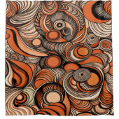 ピーチモダンオレンジ抽象芸術パターン シャワーカーテン (正面)