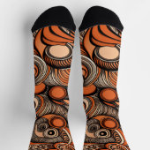 ピーチモダンオレンジ抽象芸術パターン ソックス (上部)