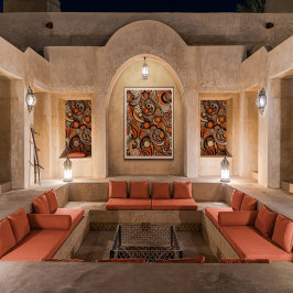 ピーチモダンオレンジ抽象芸術パターン ポスター