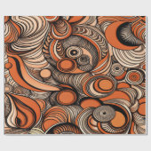 ピーチモダンオレンジ抽象芸術パターン ラッピングペーパー (フラット)