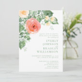 ピーチモダンコーラル春サマー結婚フローラI 招待状 (スタンド正面)