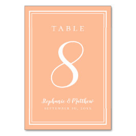 ピーチモダンシンプルウェディングレセプションミニマリスト テーブルナンバー