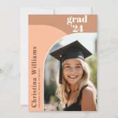 ピーチモダンテラコッタアーチ写真卒業 案内状 (正面)