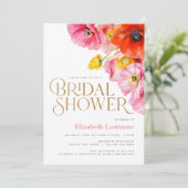 ピーチモダンピンクイエローポピーブライダルシャワー 招待状 (スタンド正面)