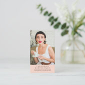 ピーチモダンピンクプロフェッショナルビジネス写真 名刺 (スタンド正面)