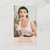 ピーチモダンピンクプロフェッショナルビジネス写真 名刺 (正面)