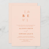 ピーチモダンフエレガントズ結婚式招待状 招待状 (正面/裏面)