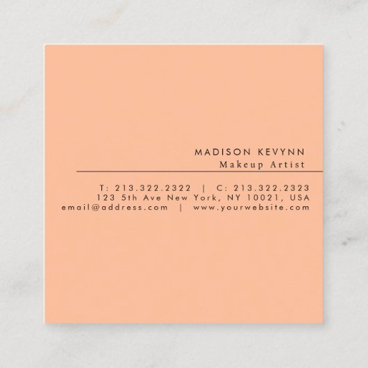 ピーチモダンフエレガントズ美しいプロフェッショナル スクエア名刺 (裏面)