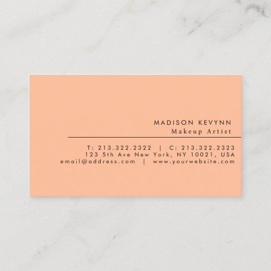 ピーチモダンフエレガントズ美しいプロフェッショナル 名刺 (裏面)